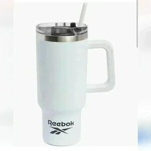 Reebok 40 OZ Stainless Steel Tumbler W/ Handle Water Bottle New White BPA Free